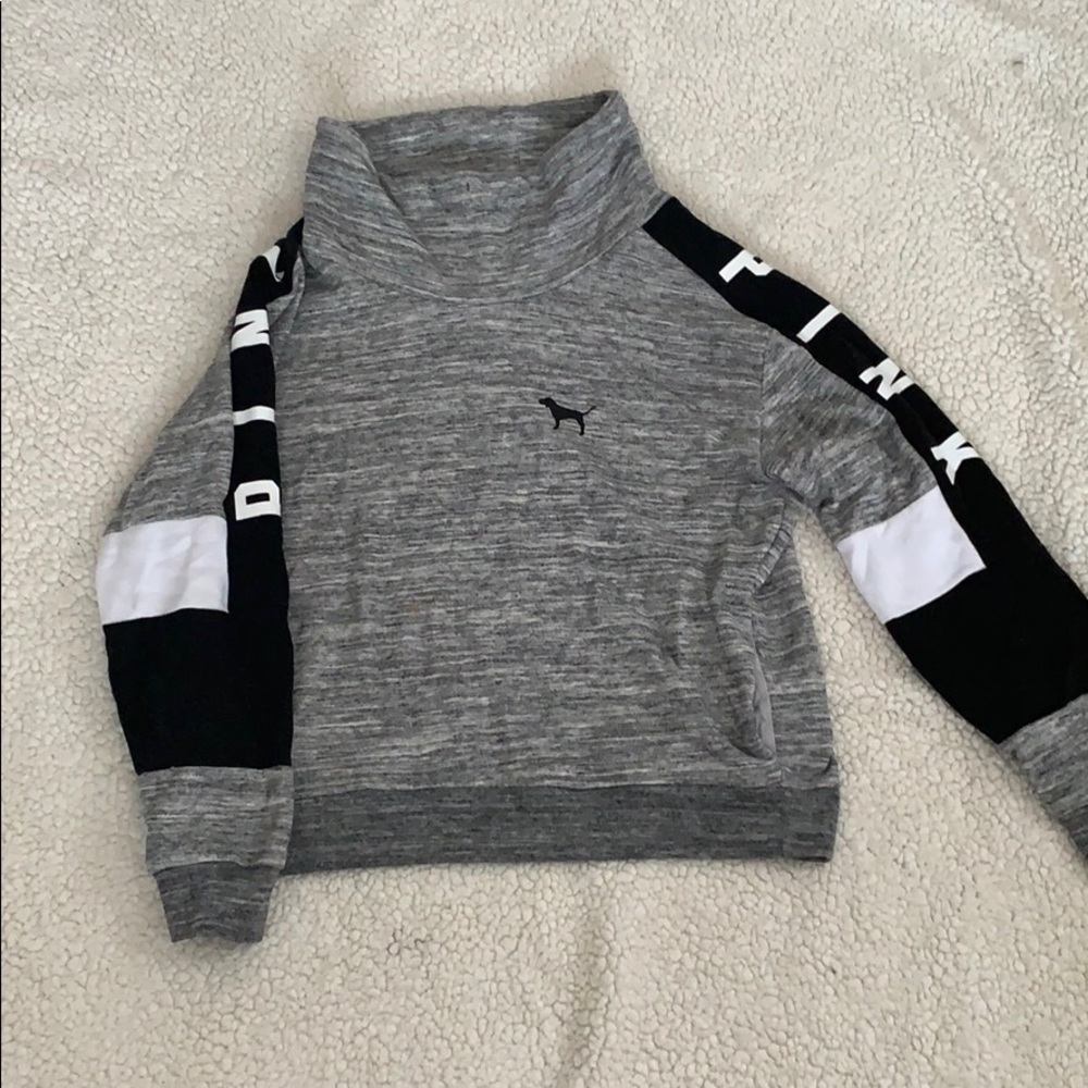 PINK Colorblock Turtle Neck Sweatshirt
